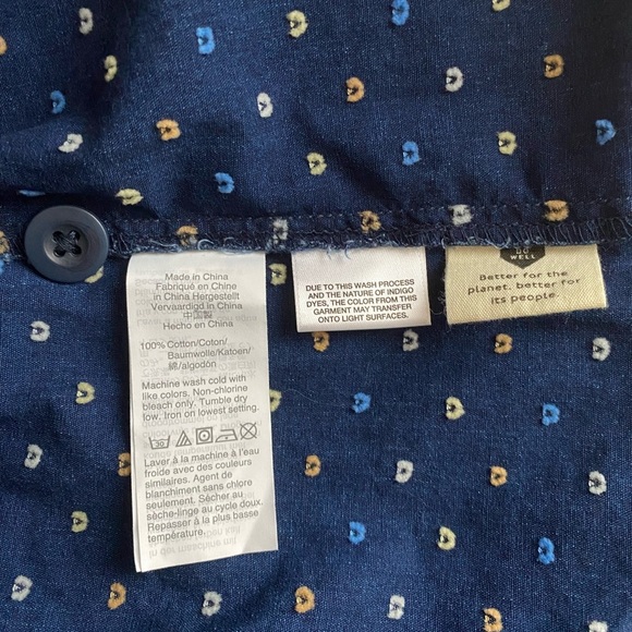 Madewell Indigo Cap-Sleeve Button-Front Dress in Rainbow Heart Women’s Size 4 - Picture 10 of 10